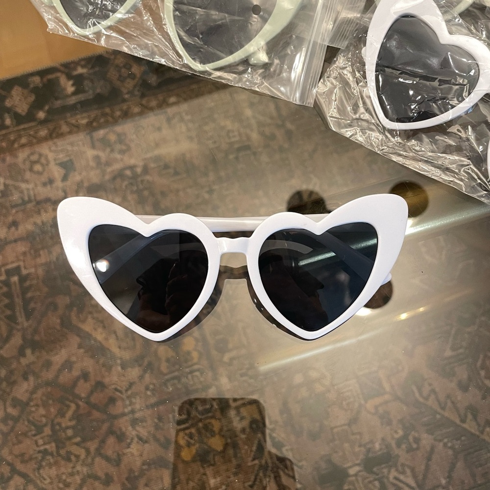 SET OF 14 Heart Shaped Sunglasses - 12 Green & 2 White - will sell separately